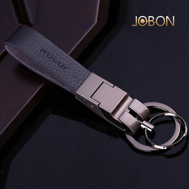 jobon中邦钥匙扣男士汽车钥匙扣皮带钥匙链皮质挂扣创意礼物