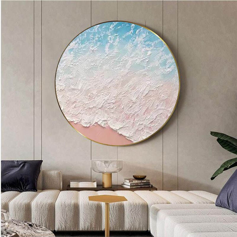 纯手工圆形装饰画现代抽象肌理z画餐厅客厅玄关儿童房酒店圆形挂图片