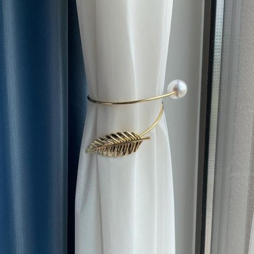 现代简约珍珠合金属窗帘绑带卧室客厅软装饰收纳夹子窗帘扣