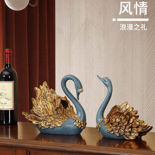 创意红酒架摆件欧式天鹅一对家用客厅装饰品酒柜吧台酒瓶收纳架子