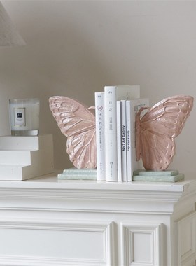 米子家居中古风创意蝴蝶书架书立高级感小众客厅餐边柜装饰品摆件