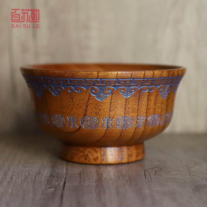 奶茶木碗内蒙古特色蒙餐餐具纯实木隔热防烫木碗蒙古族餐具