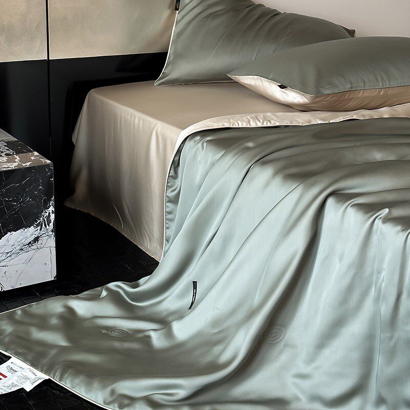 双A类100S超细旦LF天丝夏凉被四D件套轻奢两用纯色凉感丝滑空调被