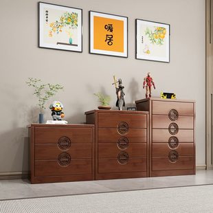 实木斗柜五抽储物柜卧室床头柜子大容量收纳柜客厅多功能抽屉 中式