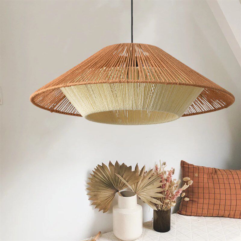 复古创意麻绳藤艺民宿灯具日式侘寂风藤编K餐桌灯简约客栈客厅吊