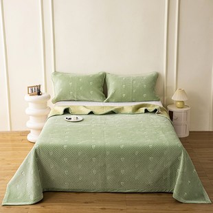 保暖婴g儿绒床盖单件夹棉天丝双面两用床单三件套珊瑚绒加 秋冬季