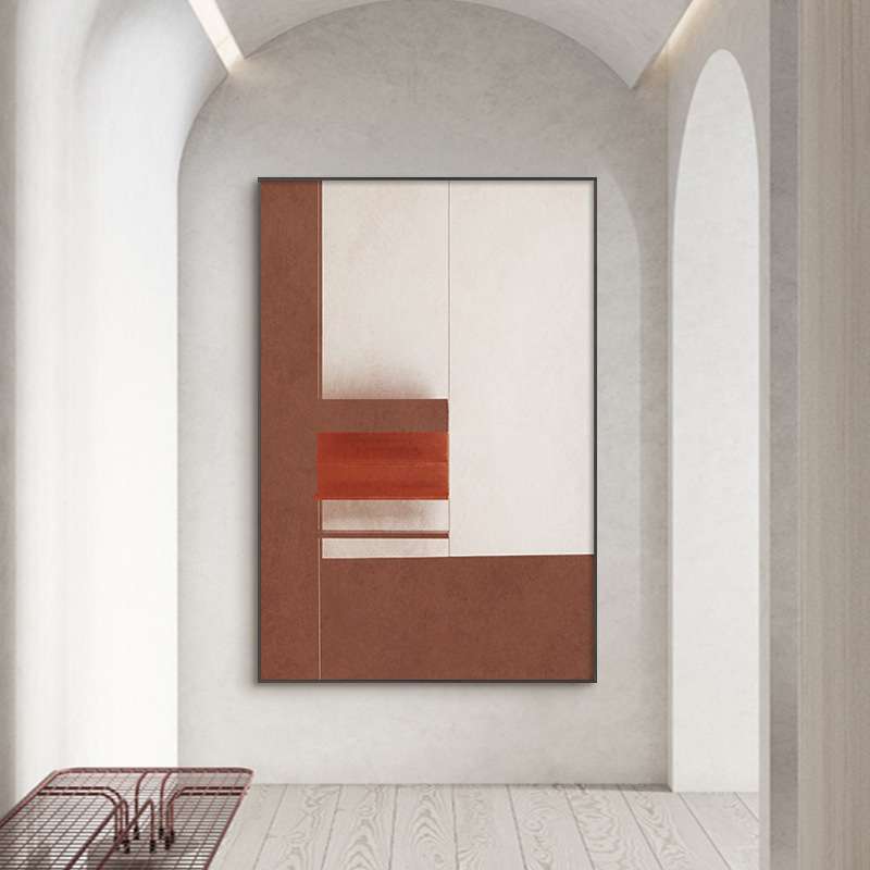 现代简约玄关装饰画走廊尽头建筑艺术挂画别墅过道入户竖版壁画图片
