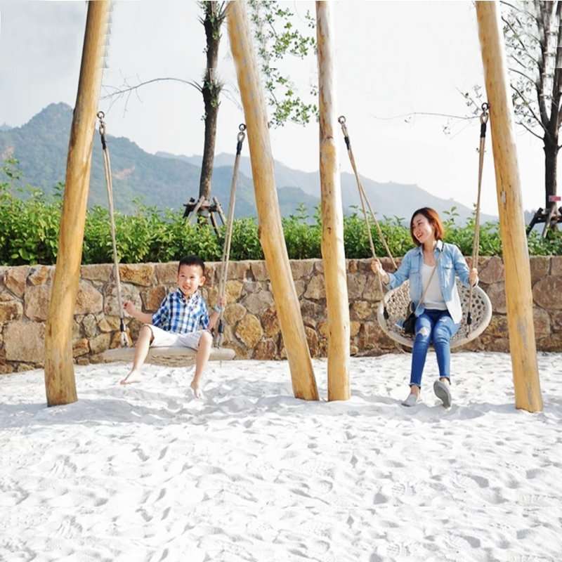 儿童户外公园木质吊篮玩具椅成人农场休闲秋千槐木感统幼儿园秋千