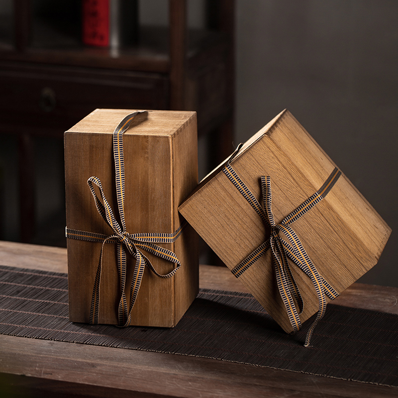 新款茶具礼品盒单杯茶壶包装盒绑带手提木L盒瓷瓶瓷器空盒子可定