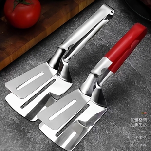 热销食品不锈钢煎铲牛排煎鱼夹子铲厨房锅铲多功能牛排夹煎饼神器