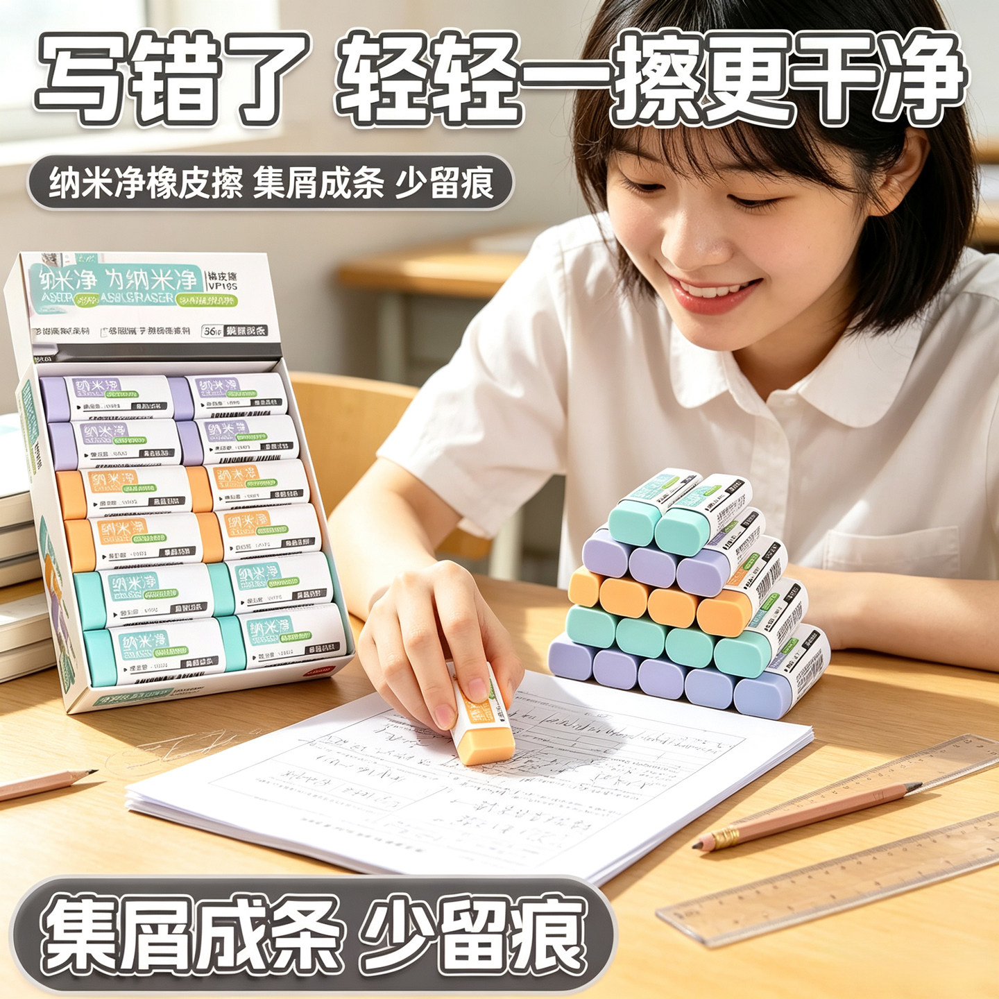 纳米净橡皮擦干净无痕集屑