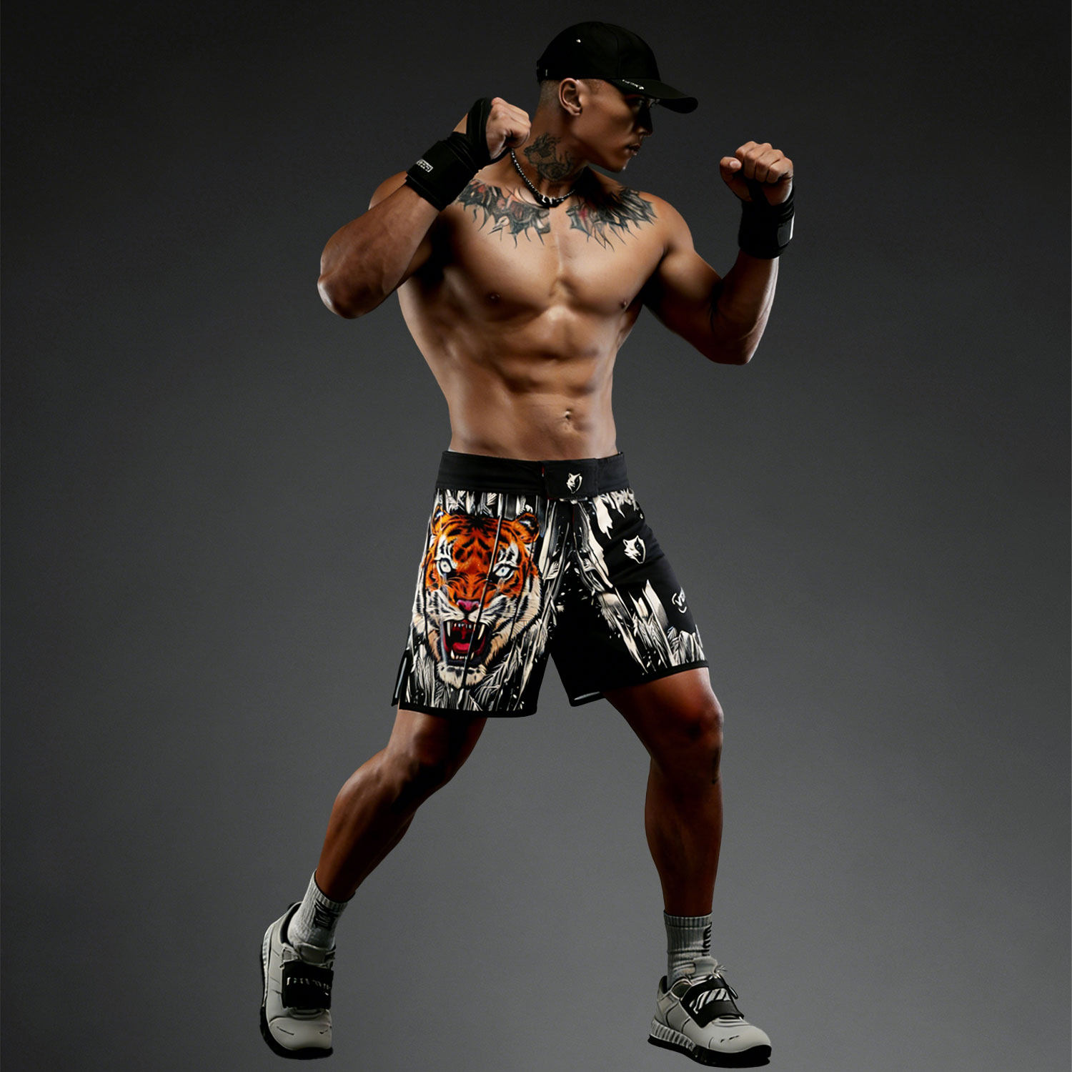 VSZAP复古运动风老虎纹身短裤健身房夏季抽绳休闲百搭潮流男装裤,男装,短裤,淘宝优惠券,粉丝福利购,淘宝优惠卷