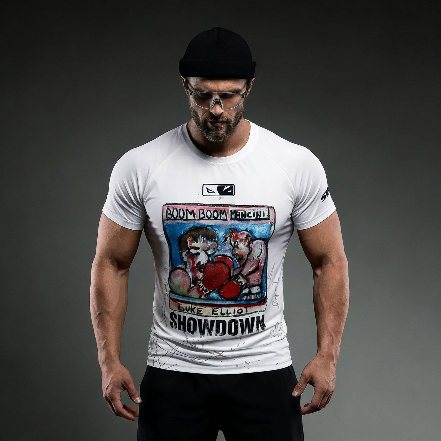 VSZAP美式风印花短袖T恤男士速干健身房训练服摇滚拳击图案体恤