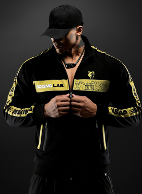 VSZAP秋冬新款运动重工立领飞行夹克男潮流户外健身跑步拼接外套