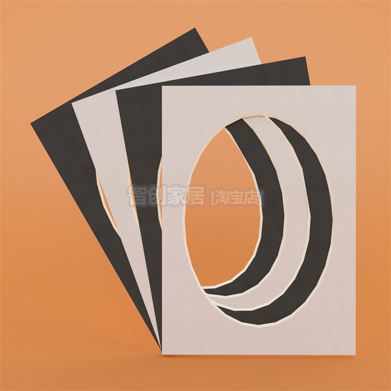 7/8/10/16寸白黑纹理面v卡纸相画框装饰裱照片垫椭圆形开孔12个/