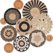 饰墙饰挂饰 饰壁挂卧室餐厅墙壁装 甄选草编壁饰波西米亚风格 圆形装