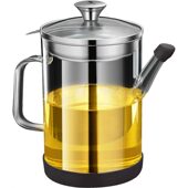 甄选三四钢滤油壶带304滤网油壶厨房大容量滤油过滤油渣油壶玻璃