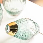 甄选软装 饰品 轻奢镀金玻璃花摆件透明彩色插花工艺品样板房家居装