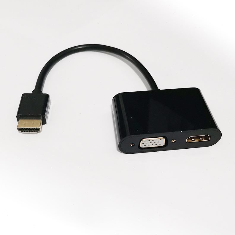 甄选HDMI转VGA+HDMI二合一转接线hdmi to hdmi+vga电脑转清1080p