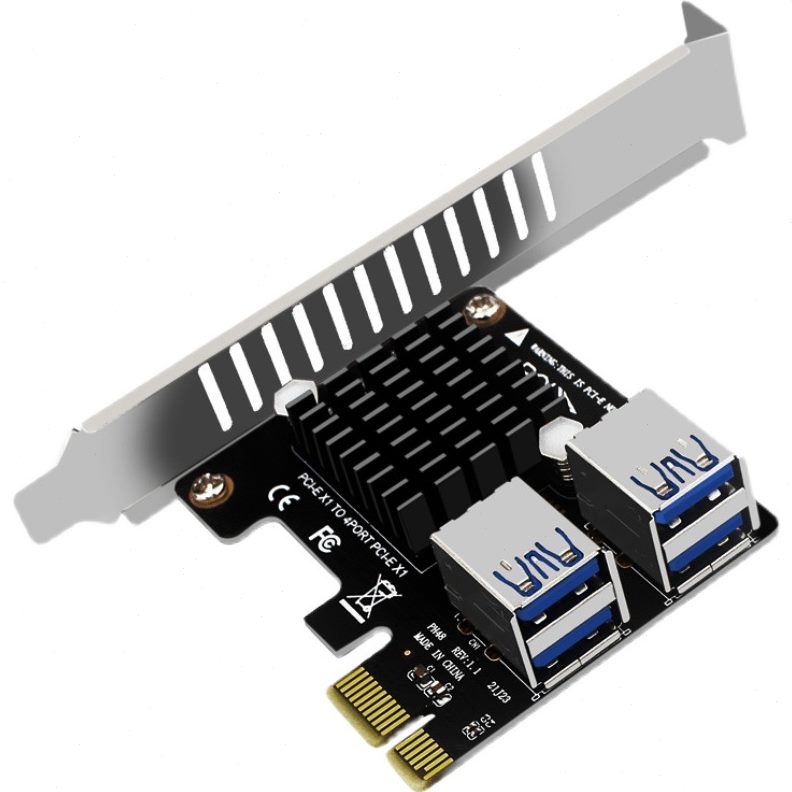 甄选台式机PCIe1x转4口一分四扩展卡显卡接口扩展ASM1184E全半
