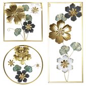 甄选新中式 饰 轻奢铁艺壁挂手绘花卉壁饰玄关卧室客厅沙发背景墙装