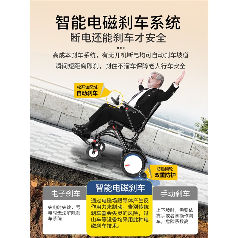 老年人碳纤维f折叠电动轮椅轻便多功能全自动便携式小型代步车
