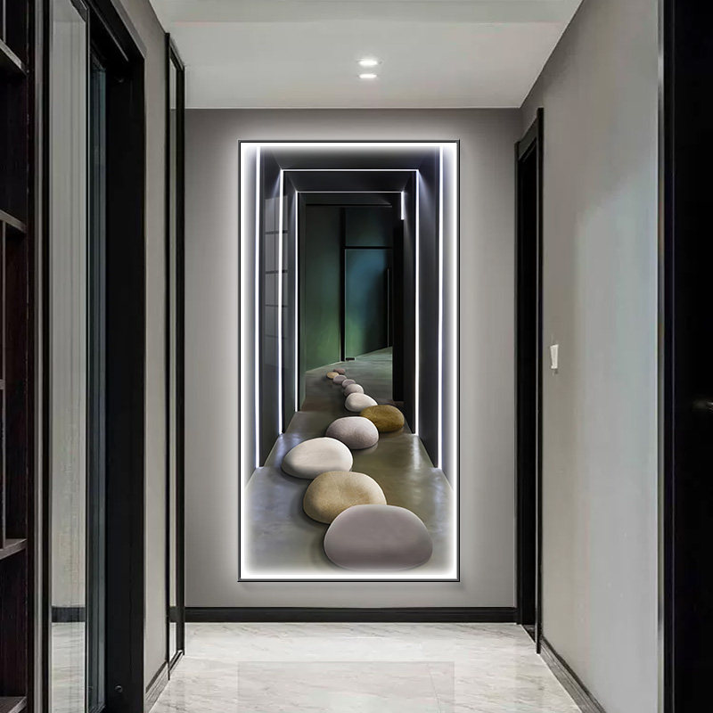 石来运转玄关装饰画空间延伸发光灯画现代简约客厅过道走廊挂画