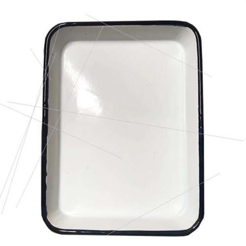 搪瓷托盘加厚带盖白色颜料盘长方形搪瓷方盘实验室用消毒盘子 25*