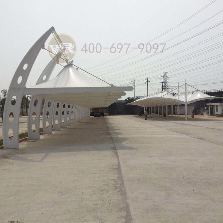抗风压张拉膜自行车雨棚安装工字钢景观膜结构车棚建筑设计