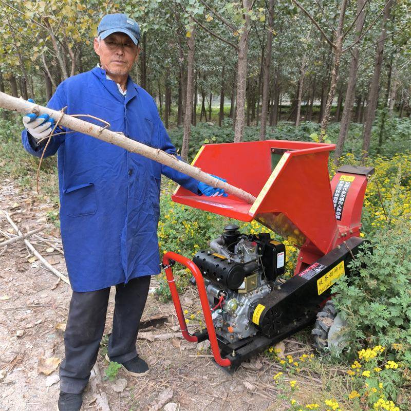 果园林树枝粉碎机小型树木枝条破碎机柴油电启动园林碎枝机