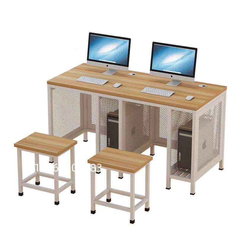 学校学生一体机木制双人三人多媒体微机室培训桌教室机房电脑桌椅