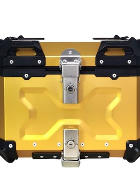 黄色 45L 斜角箱 摩托车铝合金尾箱快拆轻便防水电动车踏板摩托车