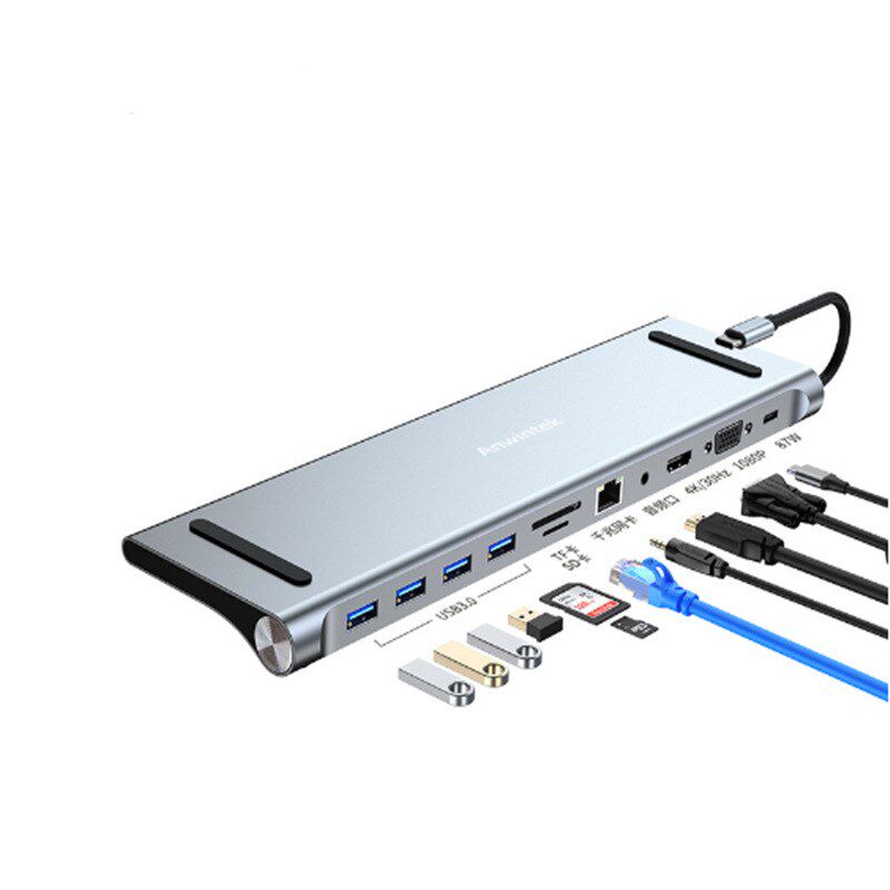 typec拓展坞HMDI分线器转网口DP快充扩展器带读卡器多功能扩展坞