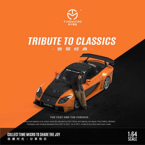 -TM1:64马自达RX-7 Veilside速度与激情仿真合金汽车模型