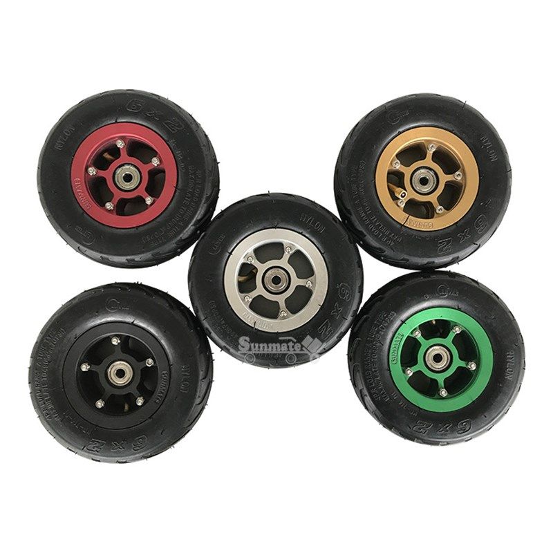 供应6寸天然橡胶铝轮毂充气手推车滑板车工具车轮充气轮轮毂