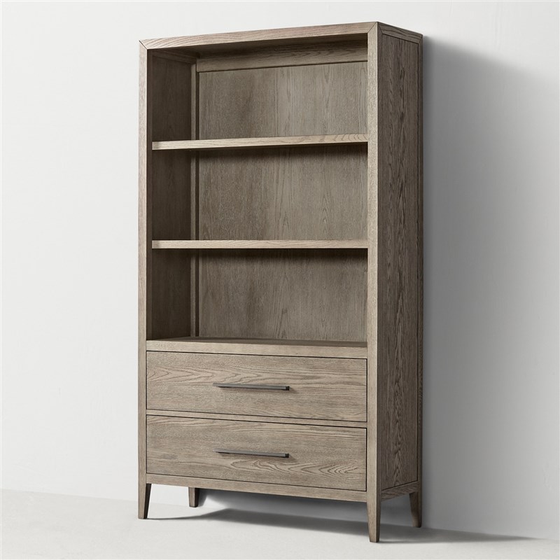 美式乡村实木做旧书柜法式天地锁别墅复古定制储物柜橡木两门书架