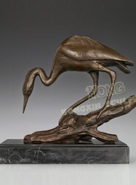 铜雕白鹭AL281书房办公室家居室内摆件软装家饰动物工艺礼品包邮