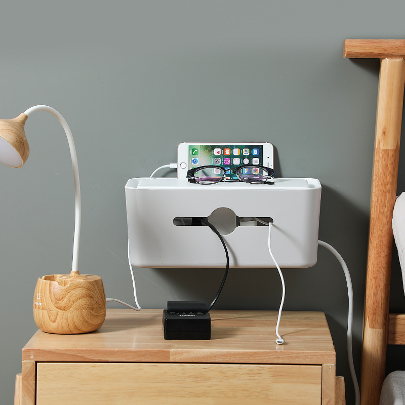 插排收纳盒家用插座理线器插线板置物架可壁挂式排插固定器集线器