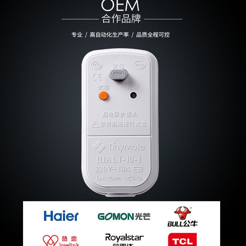 电热水器水龙头防漏电断路保护插头三角电源插头漏保插头开关10A