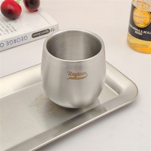 316不锈钢茶杯双层防摔小酒杯子出口加厚白酒杯咖啡杯户外杯露营