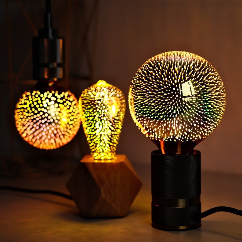 3D烟花灯泡立体爱迪生LED七彩个性创意装饰网红彩色烟火满天星E27