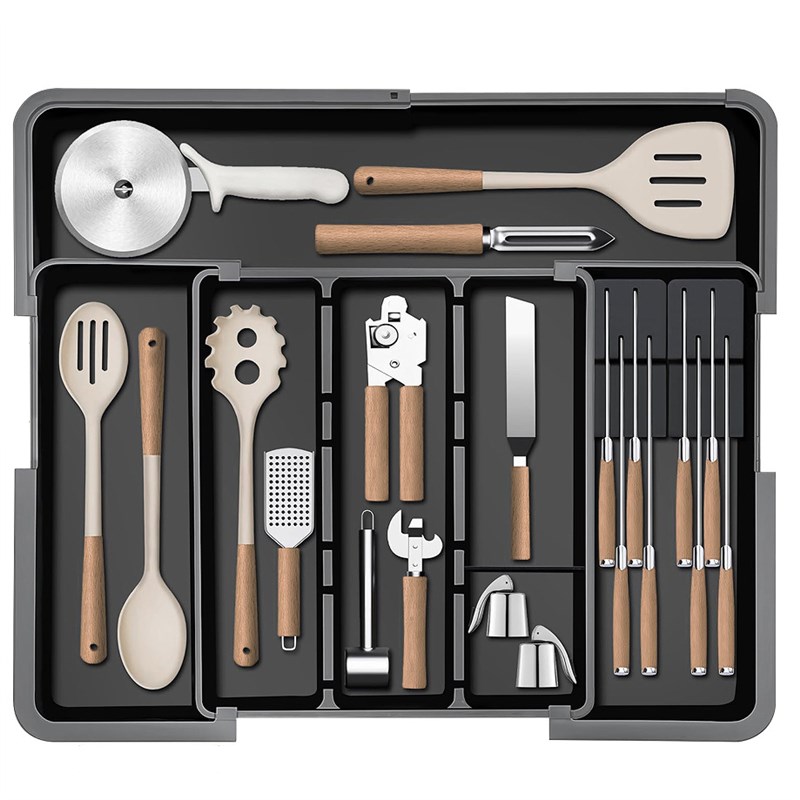 【四面伸缩】厨房抽屉收纳盒餐具厨具刀叉分格整理多功能储物神器