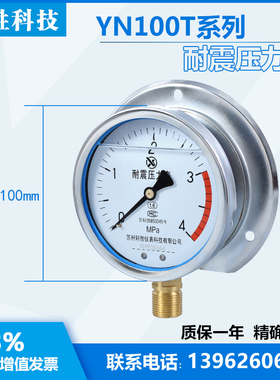 YN100T 4MPa 船用型径向带后边 耐震压力表 抗震压力表 苏州轩胜