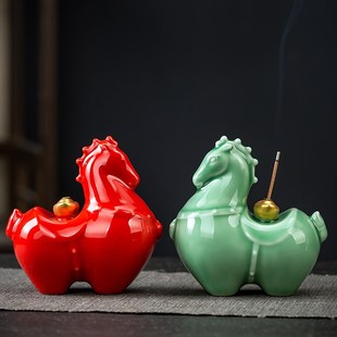 马上有钱陶瓷香道元宝线香插摆件创意茶室香拖家用香薰线香底座