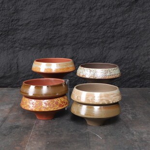 宜兴紫砂特价砂小花盆 斗笠花盆 手工釉烧花盆 室内桌面