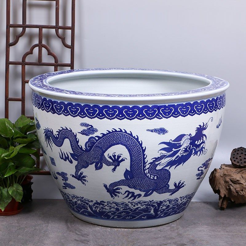 睡莲花盆缸青花陶瓷水缸庭院碗莲荷花盆缸室外特大号种树大缸清仓