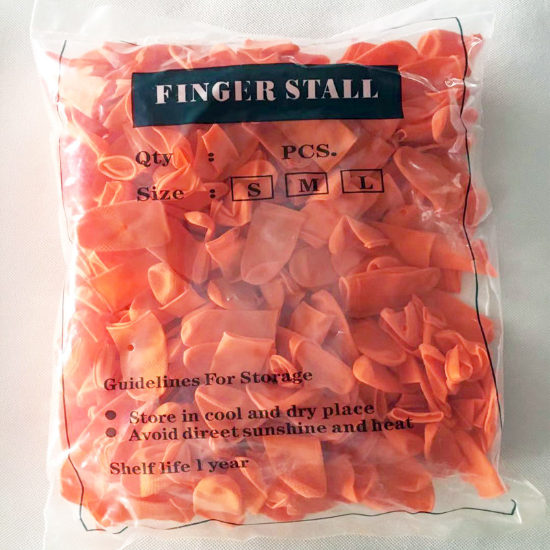 橘桔红手指套防静电颗粒防滑皮防护胶手指套耐磨加厚橡胶耐磨工作