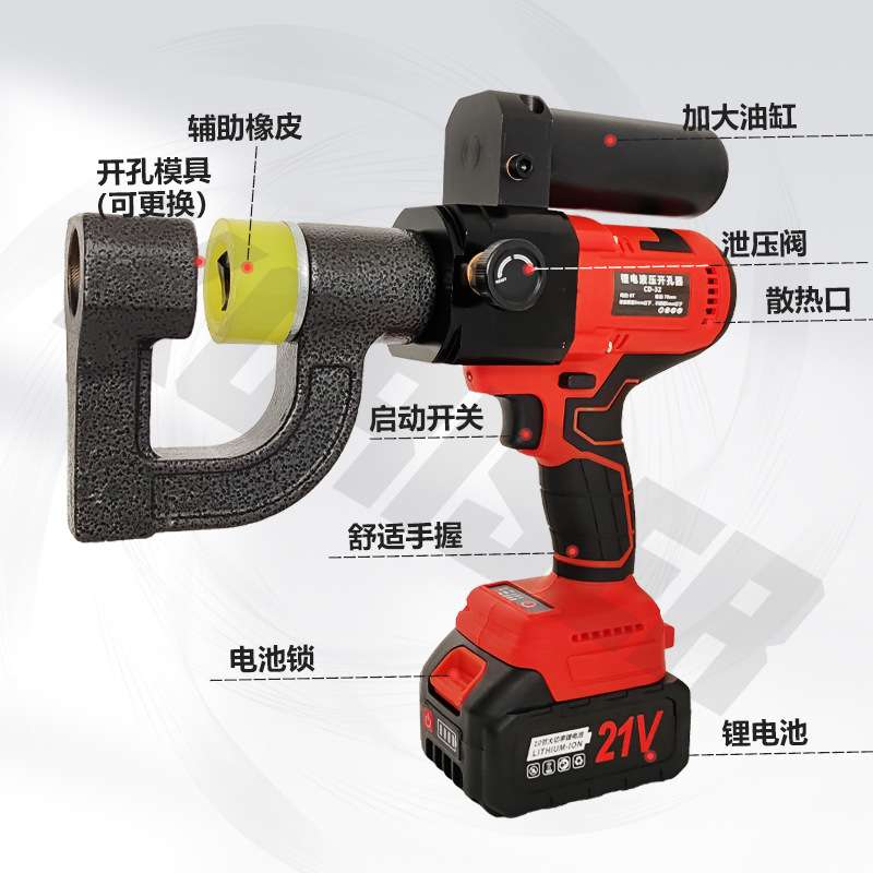 桥架液压开孔器便携式开孔机免打孔铁板线槽电动打孔器CD-50/32