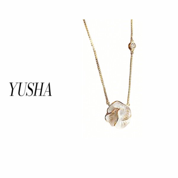 金家夫人小众饰品/白贝金链花瓣项链-丫丫同款
