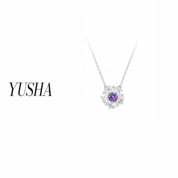 金家夫人饰品/银色可旋转粉钻玫瑰项链-丫丫同款有钱花